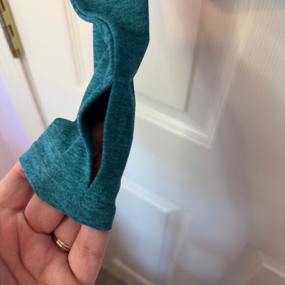 NWT Zobha Sunny Top In Heather Fanfare Size M Teal Square Neck Thumbholes Fitted - Picture 5 of 8